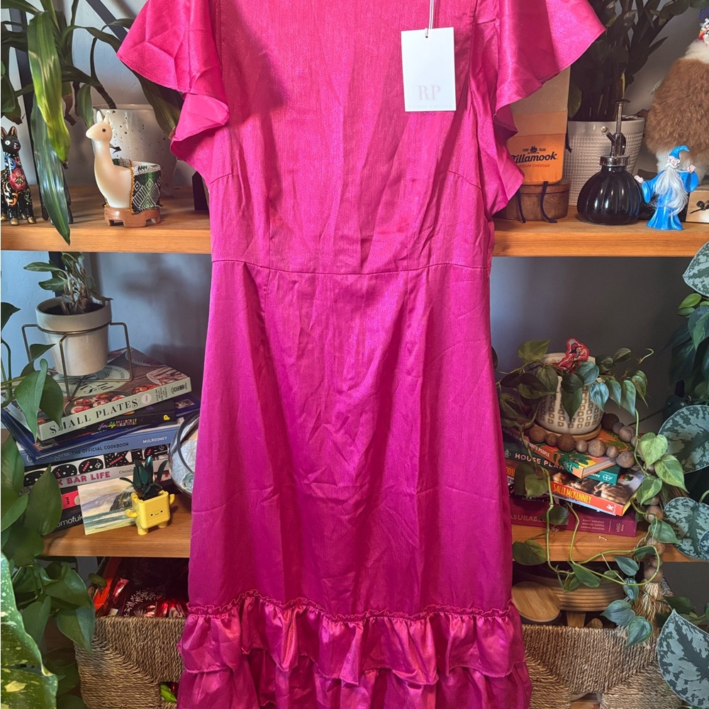 Rachel Parcell Pink Metallic Ruffle Midi Dress - Picture 2 of 4